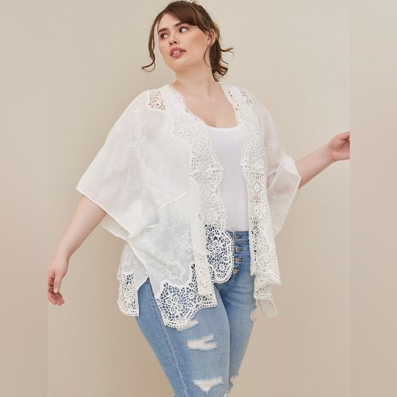Tops | Os Torrid Embroidered Ruana W Sleeves | Poshmark